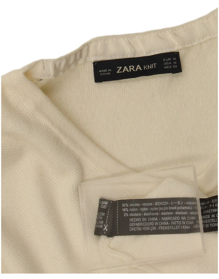 Zara - Cárdigan para mujer, talla 40, viscosa blanca mediana