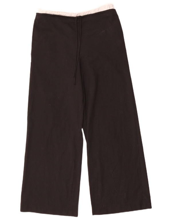 Zara Mujer Pantalón Ancho Ancho Small W26 L30 Poliéster Negro