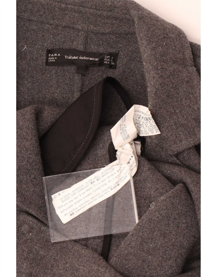 Zara Mujer Trafaluc Abrigo Abierto UK 46 Grande Lana Gris