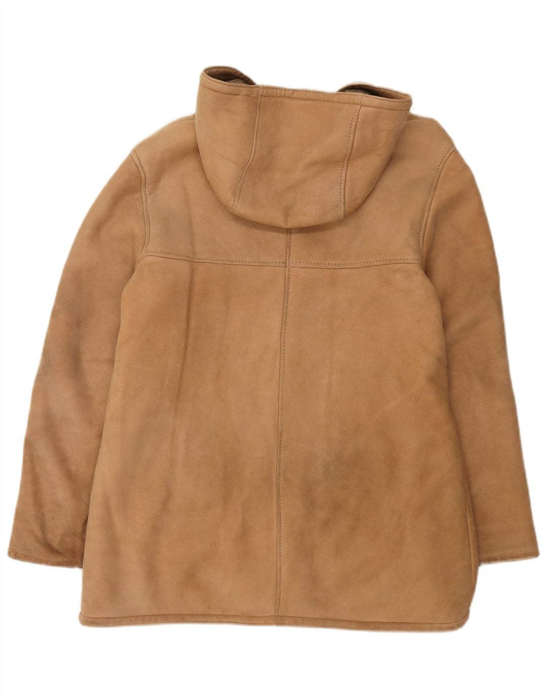 Vintage mujer con capucha chaqueta de piel de oveja Reino Unido 12 Beige medio