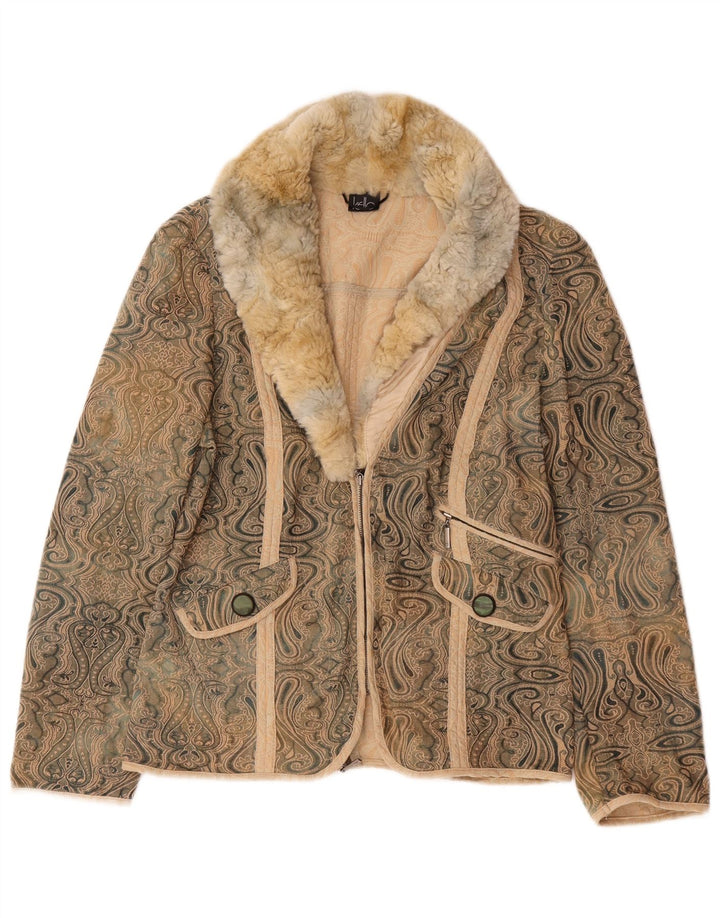 Kello Chaqueta tipo blazer con cremallera completa para mujer UK 44 Medium Beige Paisley