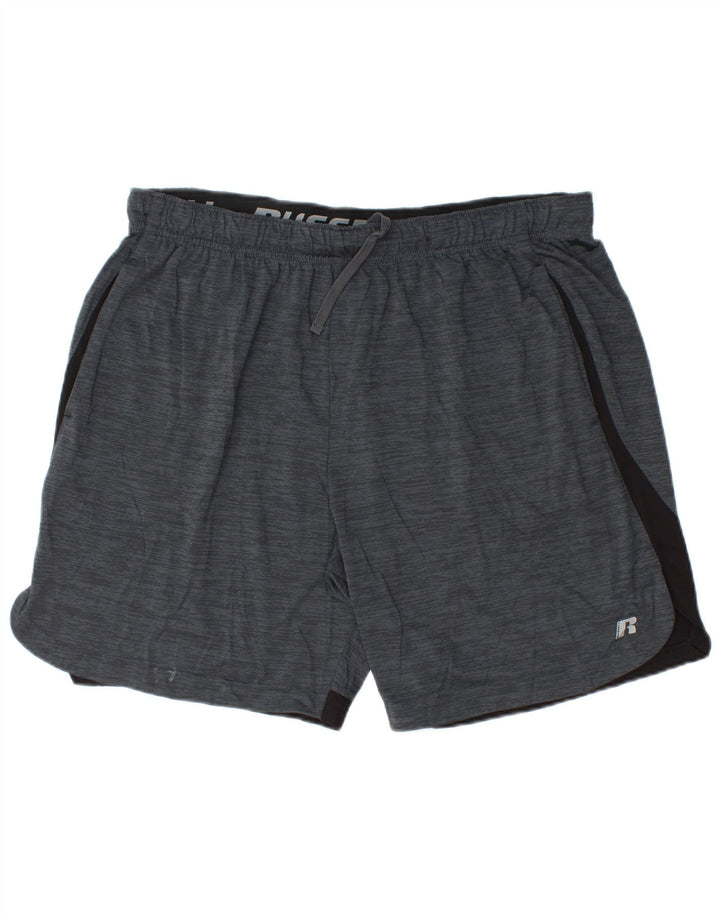 RUSSELL ATHLETIC Pantalones cortos deportivos Dri-Power para hombre Bloque de color gris grande