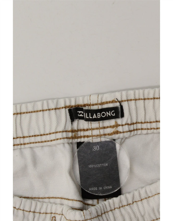 Billabong Mujer Pantalones Cortos De Mezclilla Desgastados W30 Algodón Blanco Medio