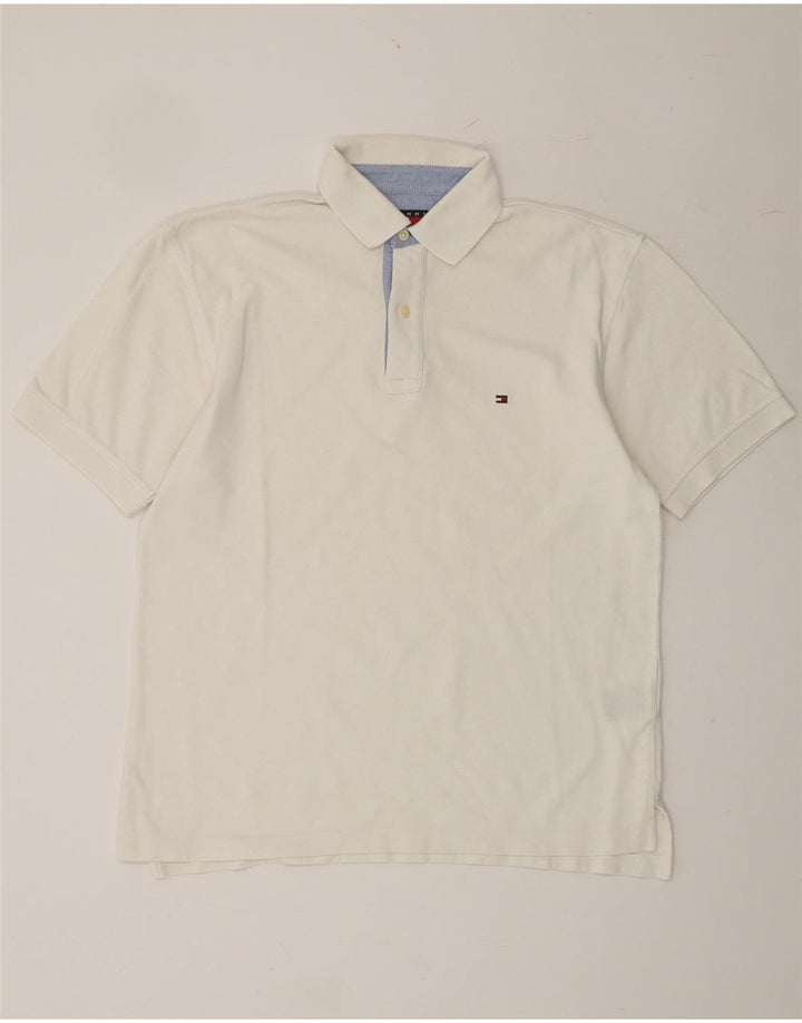 TOMMY HILFIGER Mens Polo Shirt Small White Cotton Vintage Tommy Hilfiger and Second-Hand Tommy Hilfiger from Messina Hembry 