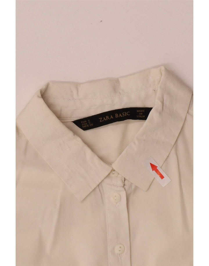 Zara Mujer Jersey Manga 3/4 Camisa UK 10 Small Blanco