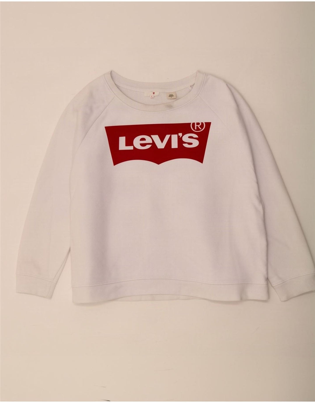 Levi's Sudadera de gran tamaño con gráfico para mujer UK 46 Large White Cotton