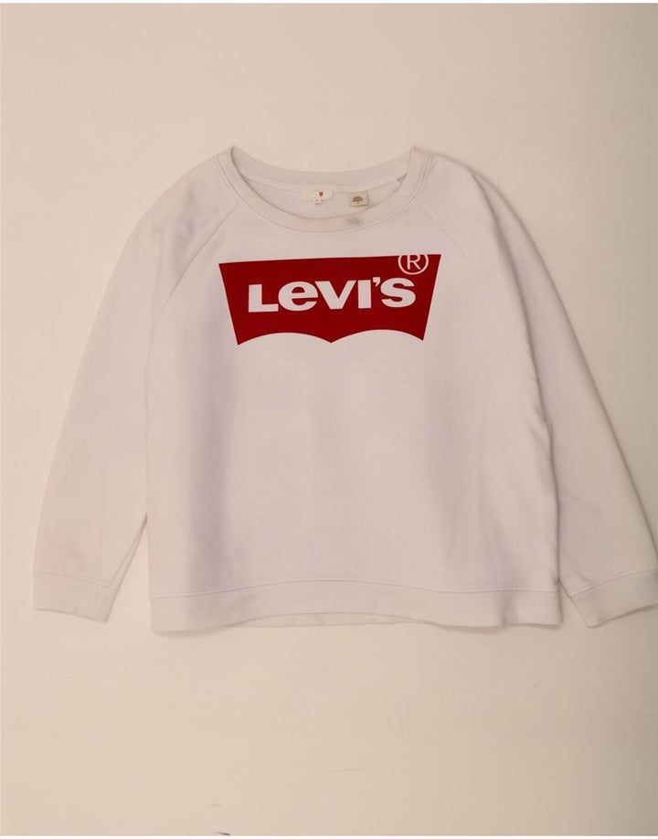 Levi's Sudadera de gran tamaño con gráfico para mujer UK 46 Large White Cotton