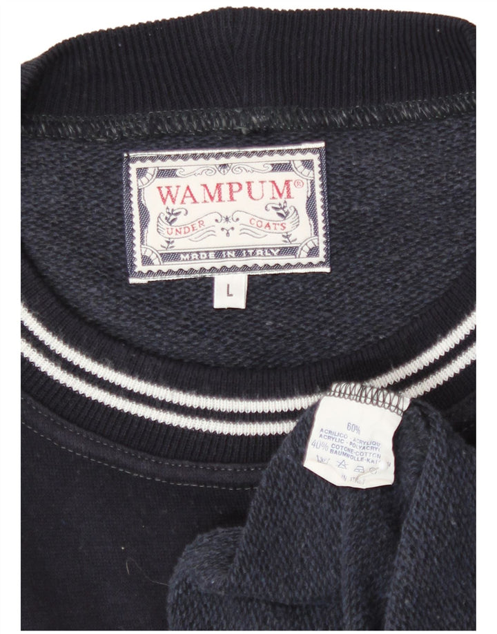 Wampum Sudadera Gráfica para Hombre Jersey Grande Azul Marino Acrílico