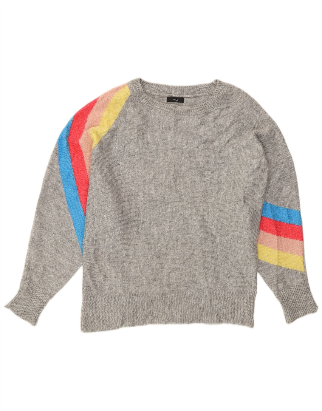 M&Co Suéter tipo jersey con cuello barco y alas de murciélago para mujer UK 44 Gris medio a rayas