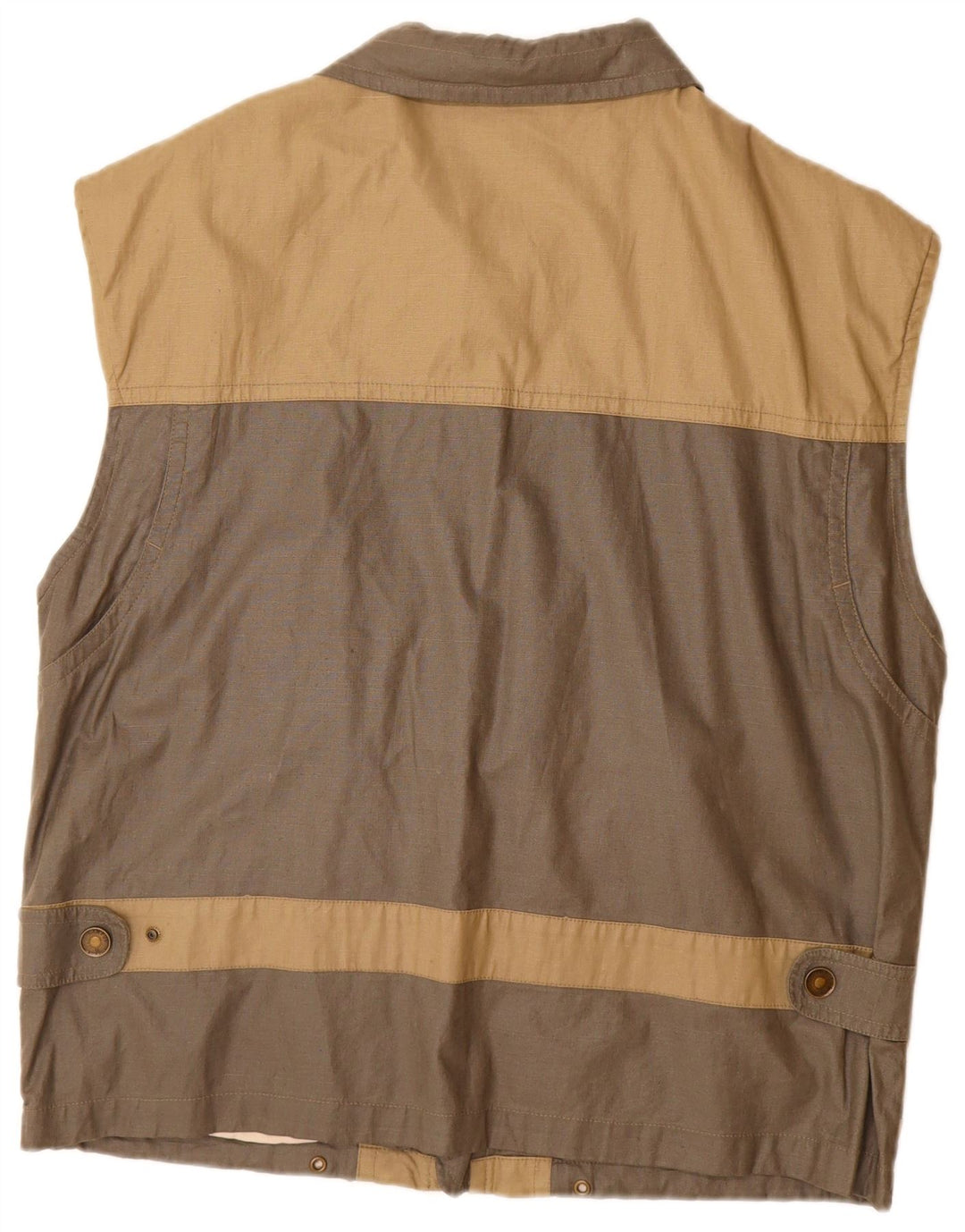 VINTAGE Hombres Gilet Reino Unido 38 Medio Beige Colorblock Algodón