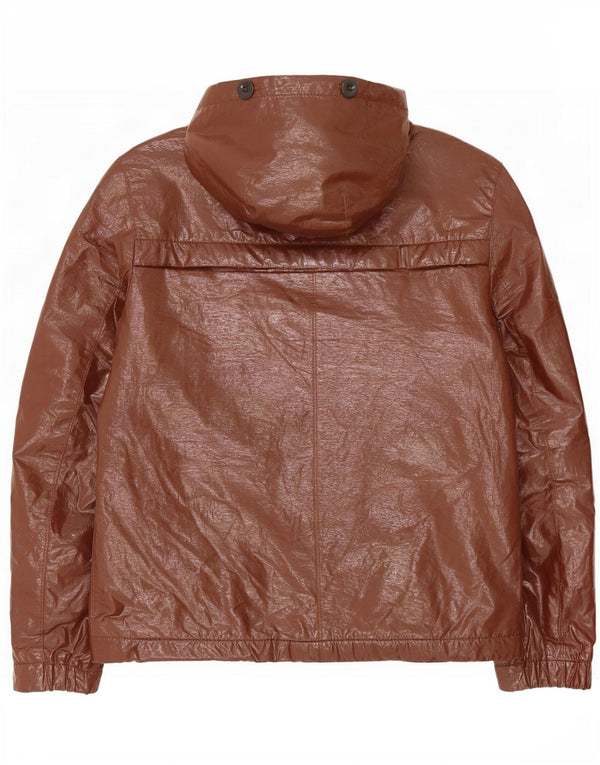 Hugo Boss Chaqueta de piel sintética con capucha para hombre EU 52 XL Lino marrón