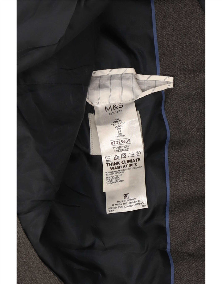 Marks & Spencer Chaqueta tipo blazer de 2 botones para hombre UK 42 Poliéster gris grande