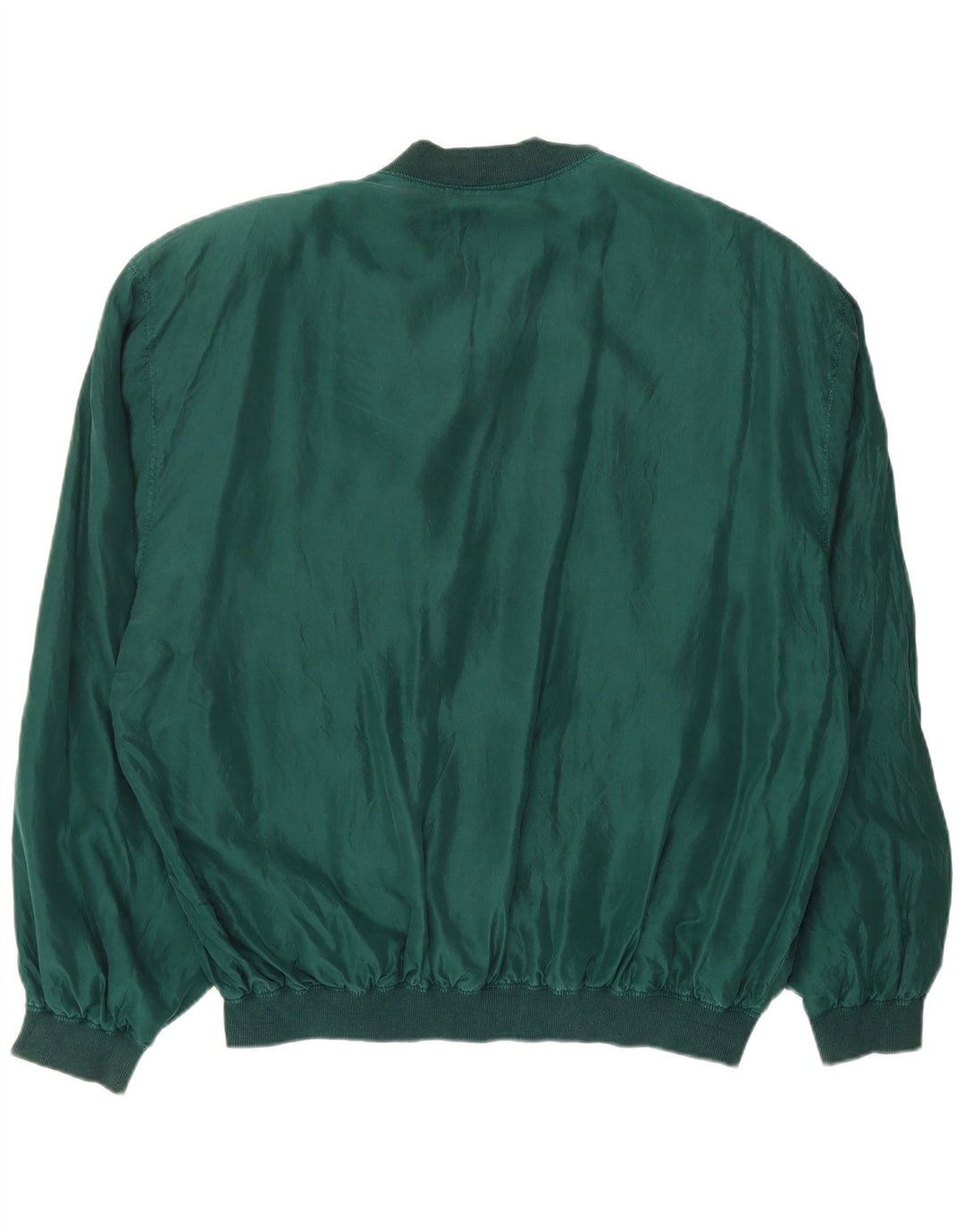 VINTAGE Chaqueta Bomber para Hombre Reino Unido 42 XL Seda Verde