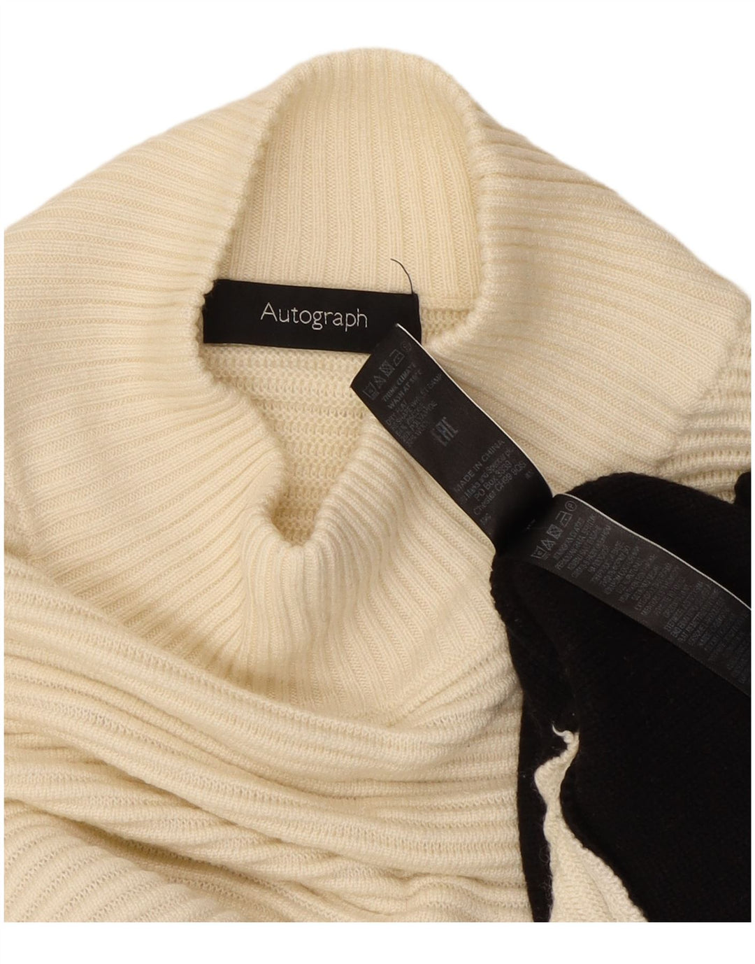 Marks & Spencer Suéter tipo jersey con cuello alto para mujer UK 12 Medium Off White