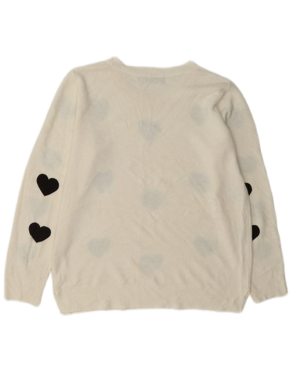 Marks & Spencer Suéter tipo jersey con cuello barco para mujer UK 44 Large Off White Heart