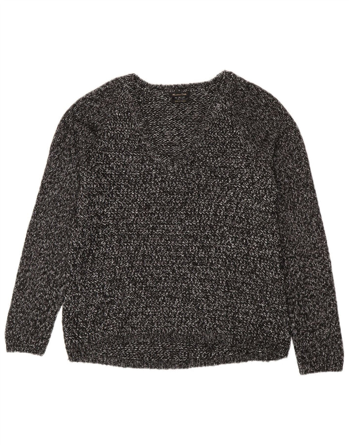 Massimo Dutti Jersey con Cuello en V para Mujer UK 44 Gris Medio Moteado