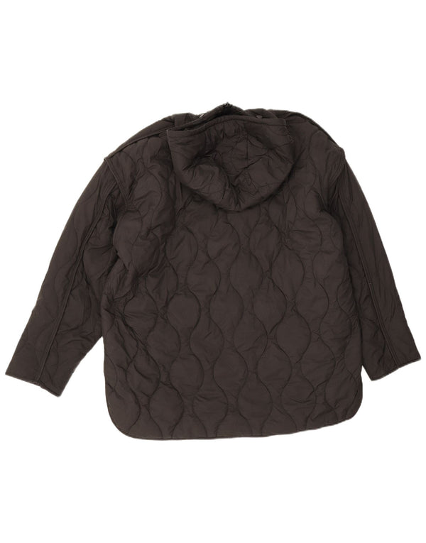 Zara Mujer Chaqueta Acolchada Extragrande Con Capucha UK 6 XS Poliéster Negro