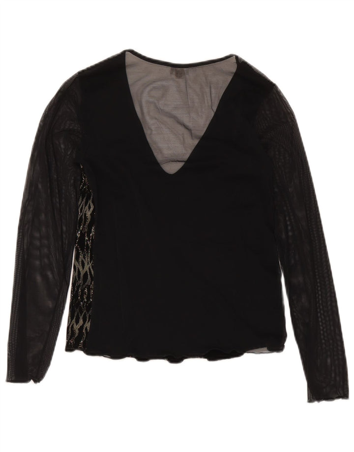 Yamamay Top transparente de manga larga para mujer UK 42 Medium Black Stripes