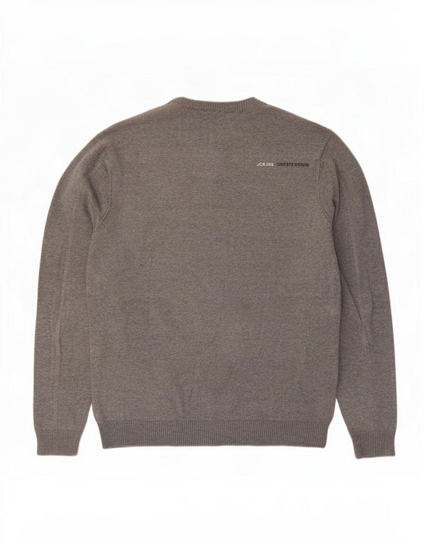 Jack & Jones Hombre Button Neck Jumper Sweater XL Gris