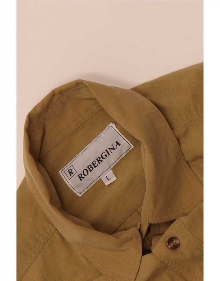 Camisa vintage para hombre grande marrón