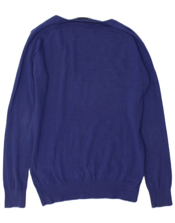 Zara Mujer Jersey con Cuello en V Jersey UK 40 XL Algodón Azul