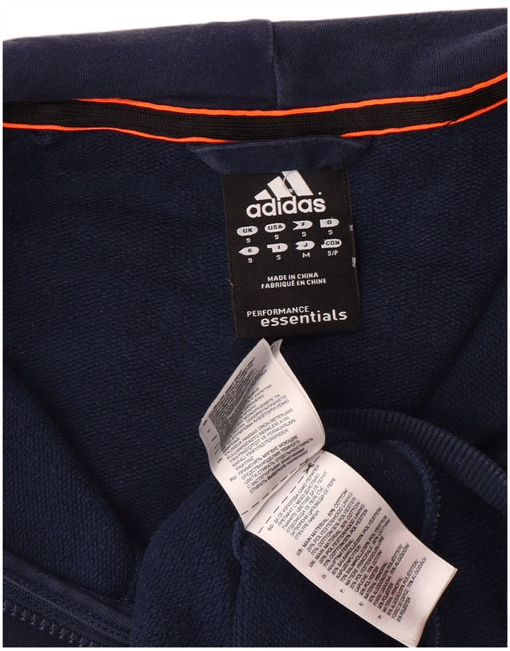 ADIDAS Sudadera con capucha y cremallera para hombre, talla pequeña, algodón azul marino