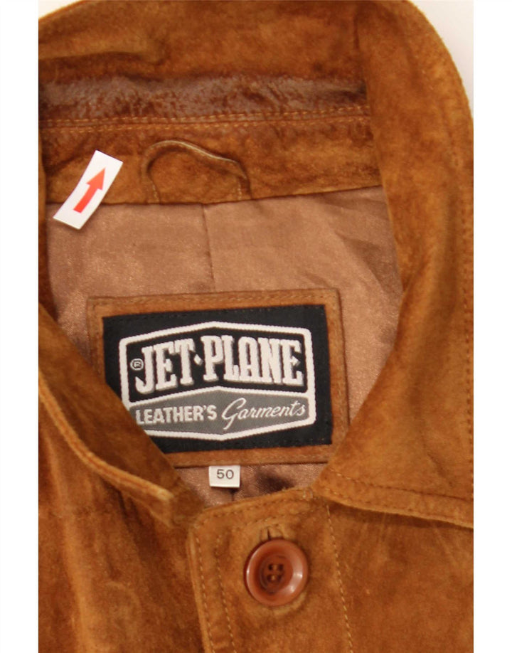 Jet Plane Chaqueta de ante para hombre IT 50 Cuero beige grande