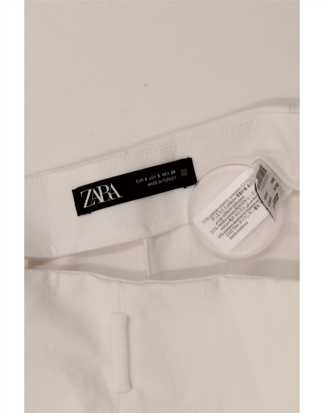 Zara Mujer Pantalones Cortos Casuales De Cintura Alta Pequeño W26 Poliéster Blanco