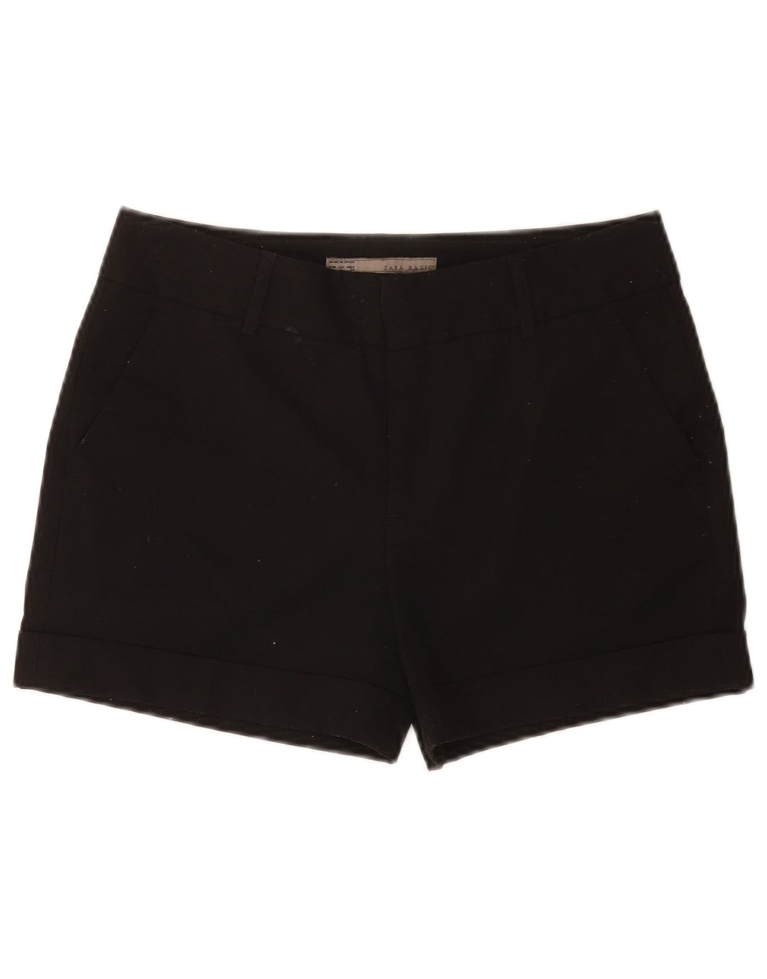 Zara Mujer Chino Shorts Medium W28 Poliéster Negro