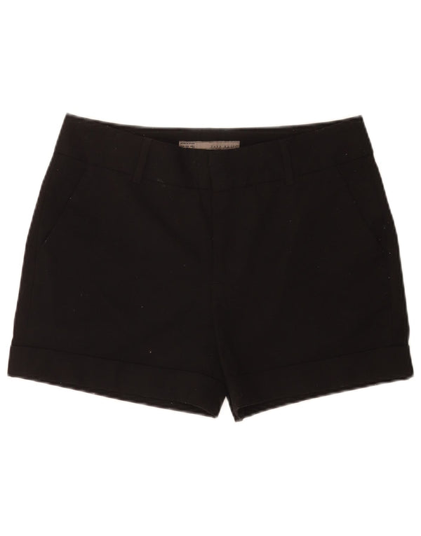Zara Mujer Chino Shorts Medium W28 Poliéster Negro