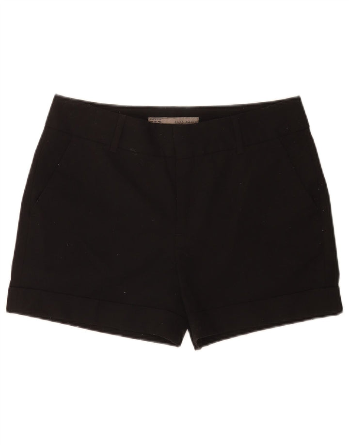 Zara Mujer Chino Shorts Medium W28 Poliéster Negro