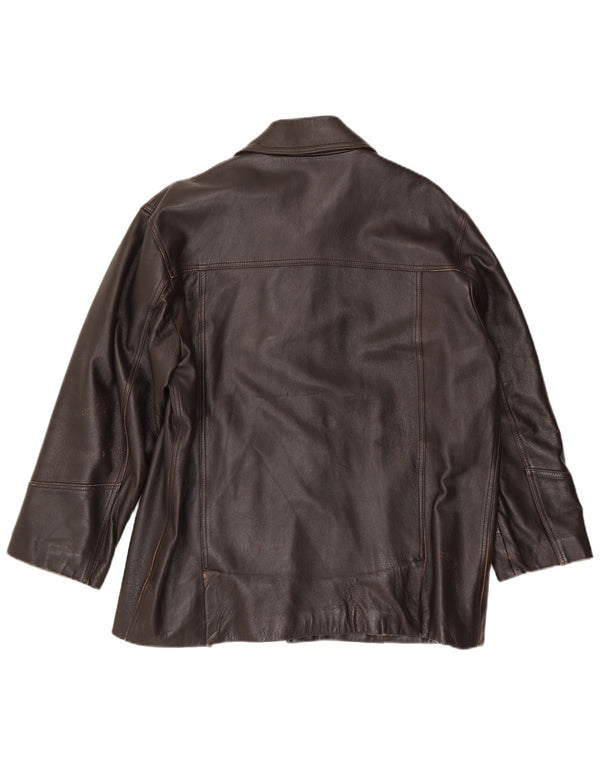 Chaqueta de cuero vintage para hombre IT 52 XL cuero marrón
