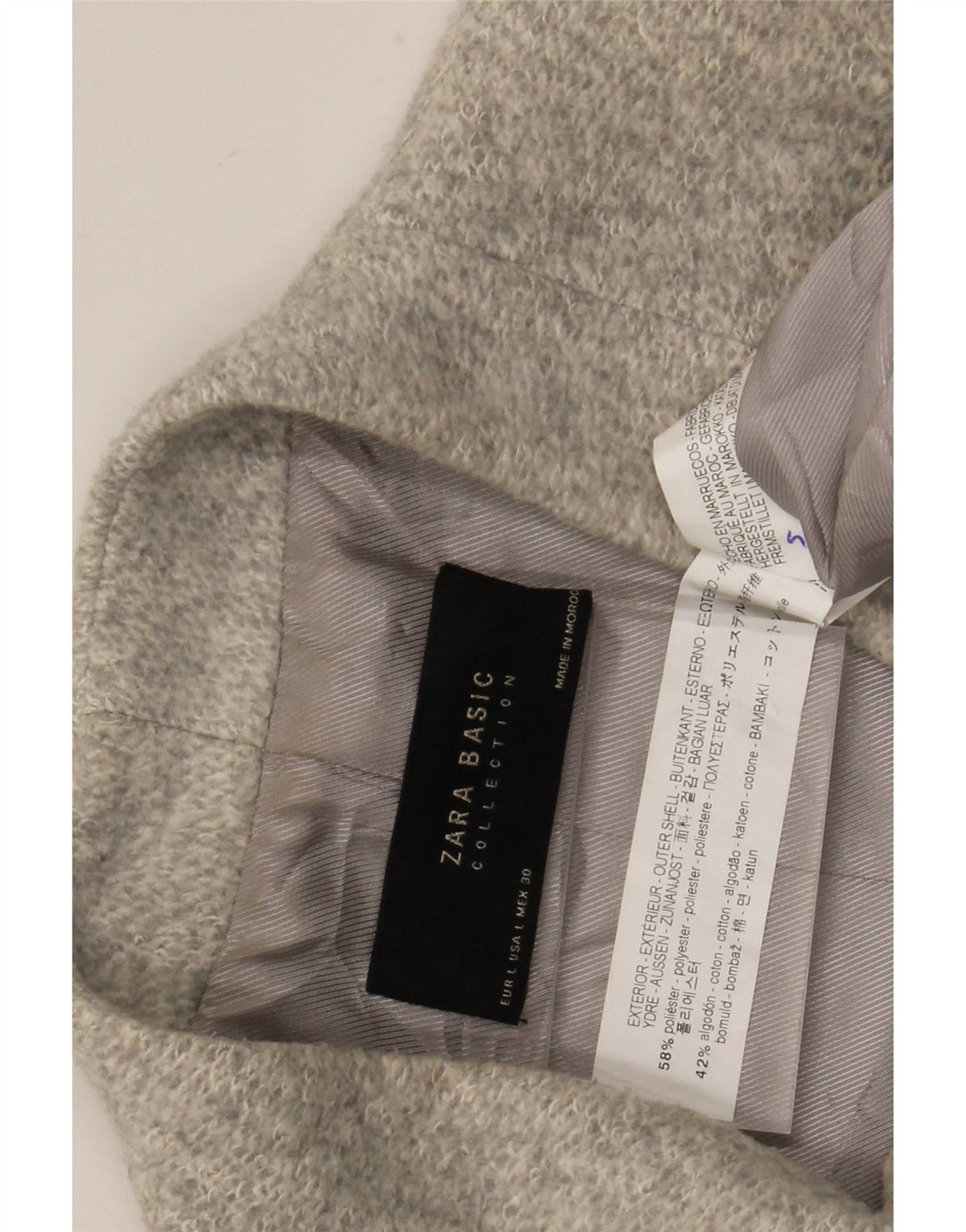 Zara Mujer Abrigo UK 44 Grande Poliéster Gris