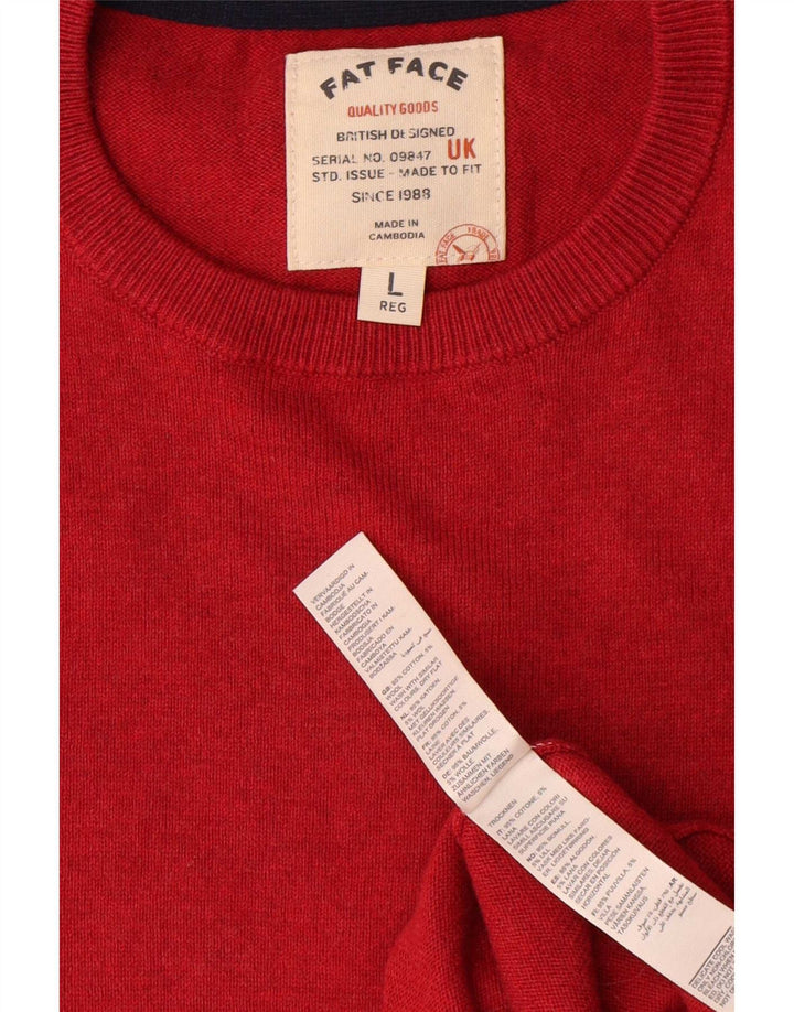 Suéter tipo jersey con cuello redondo para hombre de Fat Face, tamaño grande, algodón rojo