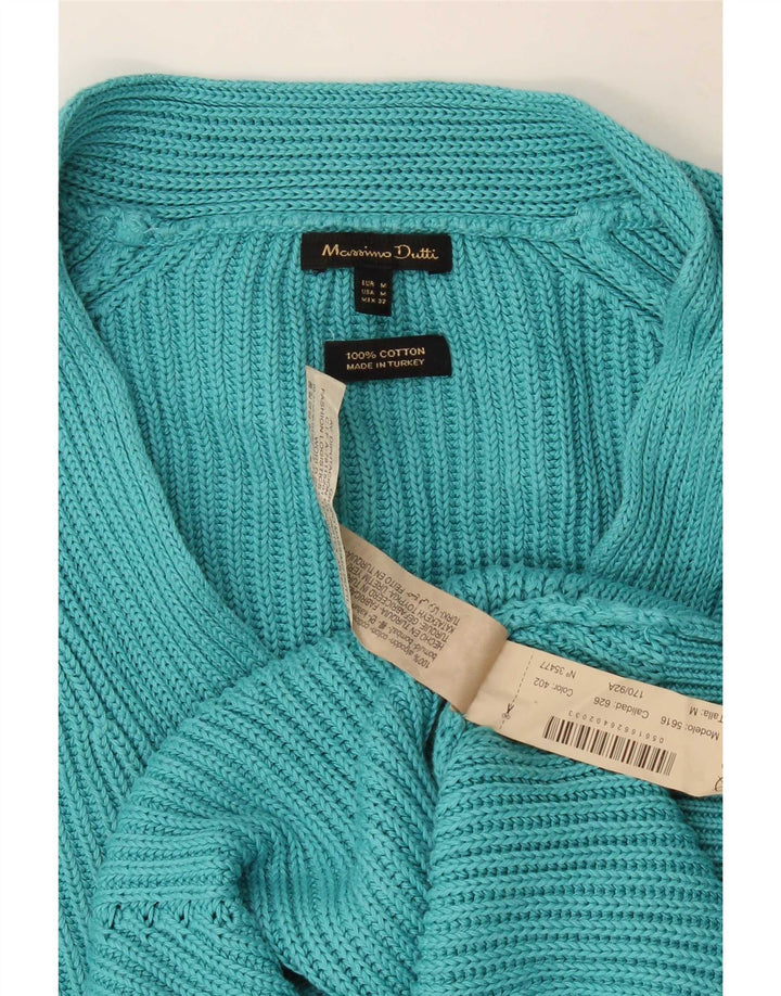 Massimo Dutti Jersey Oversize con Cuello en V para Mujer UK 44 Medium Turquesa