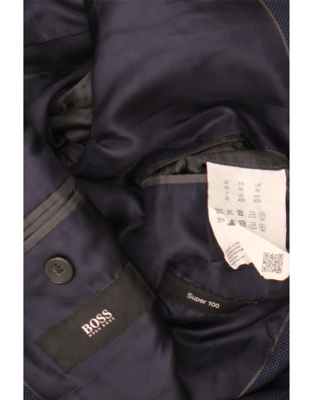 HUGO BOSS Chaqueta tipo blazer con 2 botones para hombre IT 50 Large Azul marino
