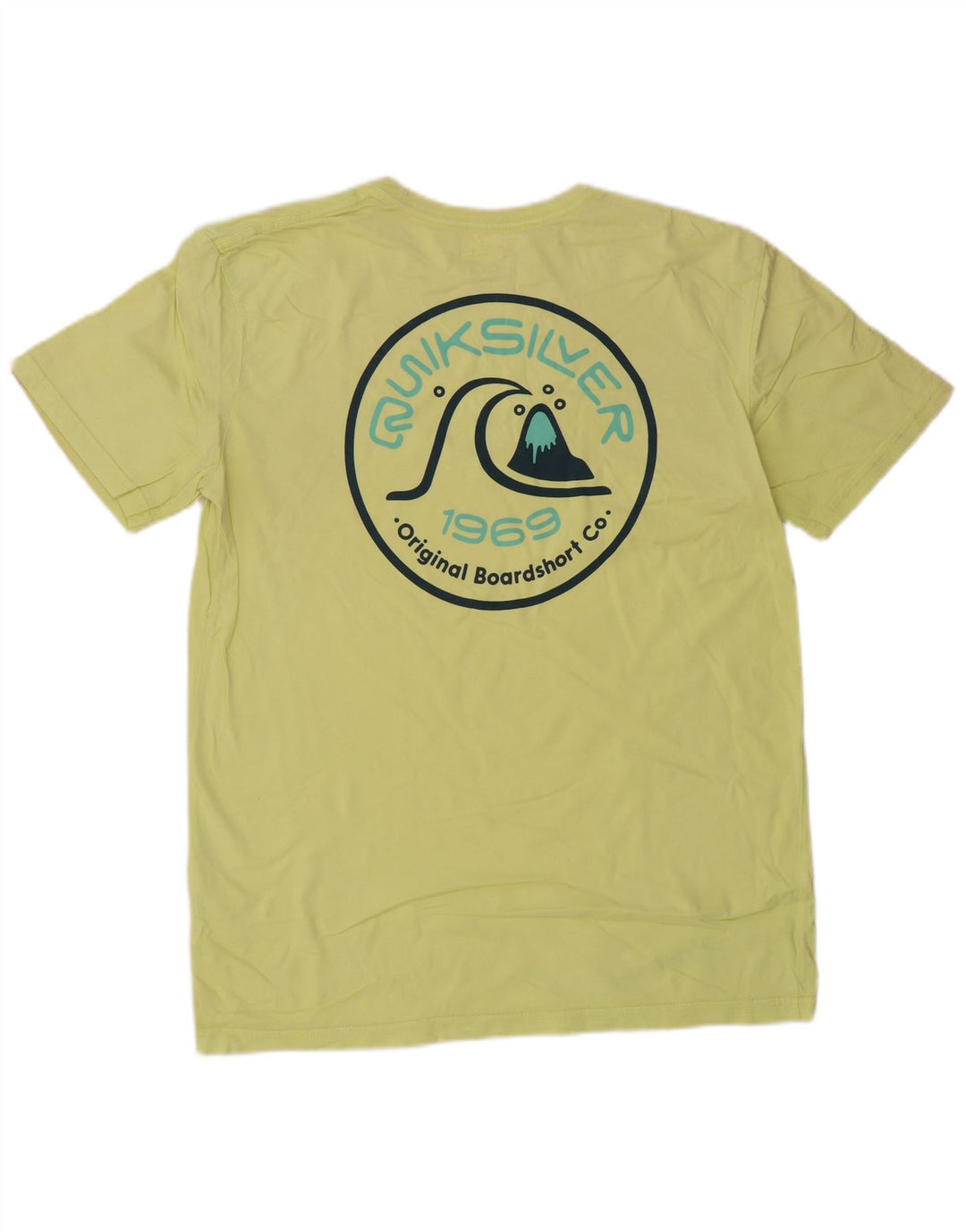 QUIKSILVER Camiseta gráfica de ajuste regular para hombre Top de algodón amarillo medio