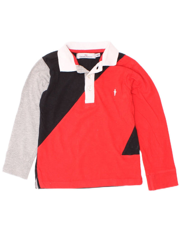 Cesare Paciotti 4US Polo de rugby para niños 2-3 años Rojo Colorblock