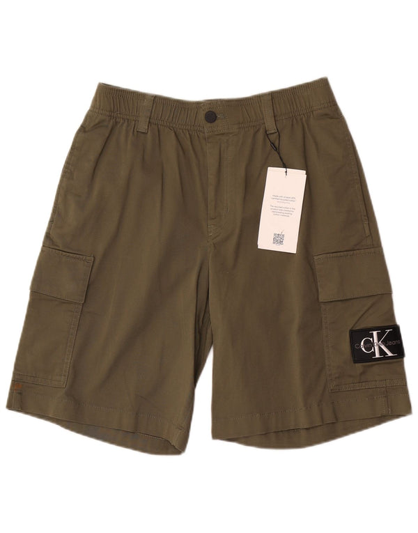 Calvin Klein Mens Cargo Shorts XS W29 Khaki Cotton