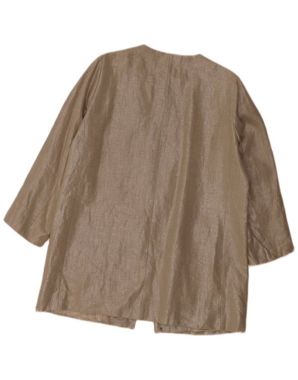 Zara Chaqueta Blazer de Manga 3/4 para Mujer UK 44 XL Lino Beige