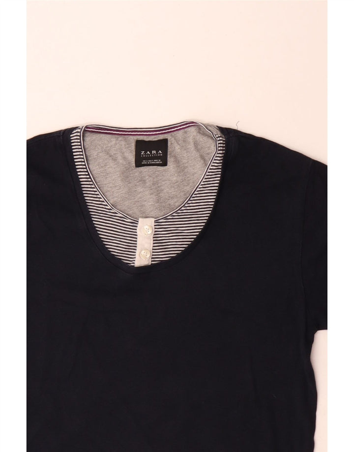Zara Hombre Camiseta Top Small Azul Marino