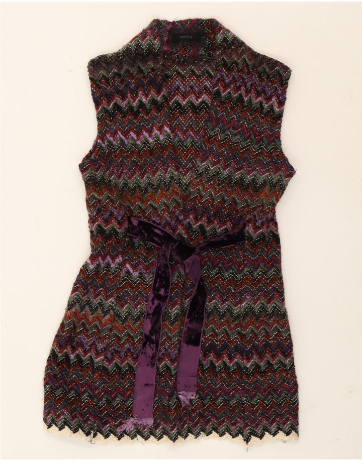Vintage mujer Cardigan suéter Reino Unido 10 pequeño Chevron multicolor
