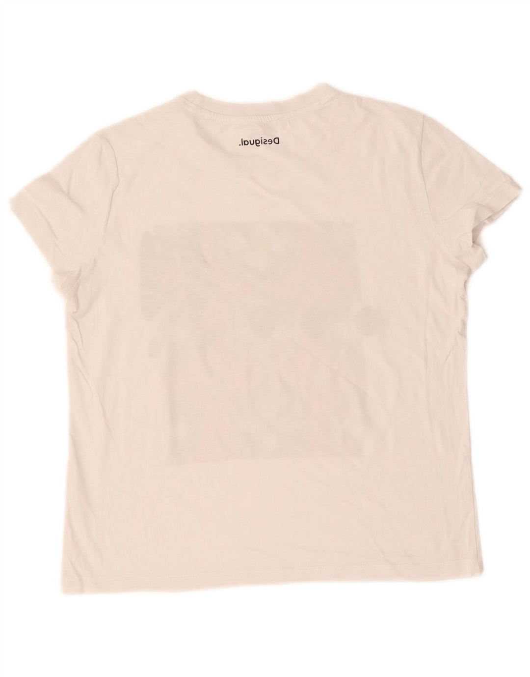 Desigual Mujer Camiseta Gráfica Top UK 12 Medium Blanco