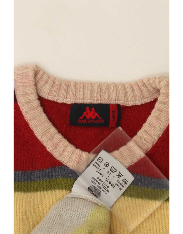Kappa Jersey De Cuello Redondo Para Hombre Jersey Grande De Lana A Rayas Multicolor