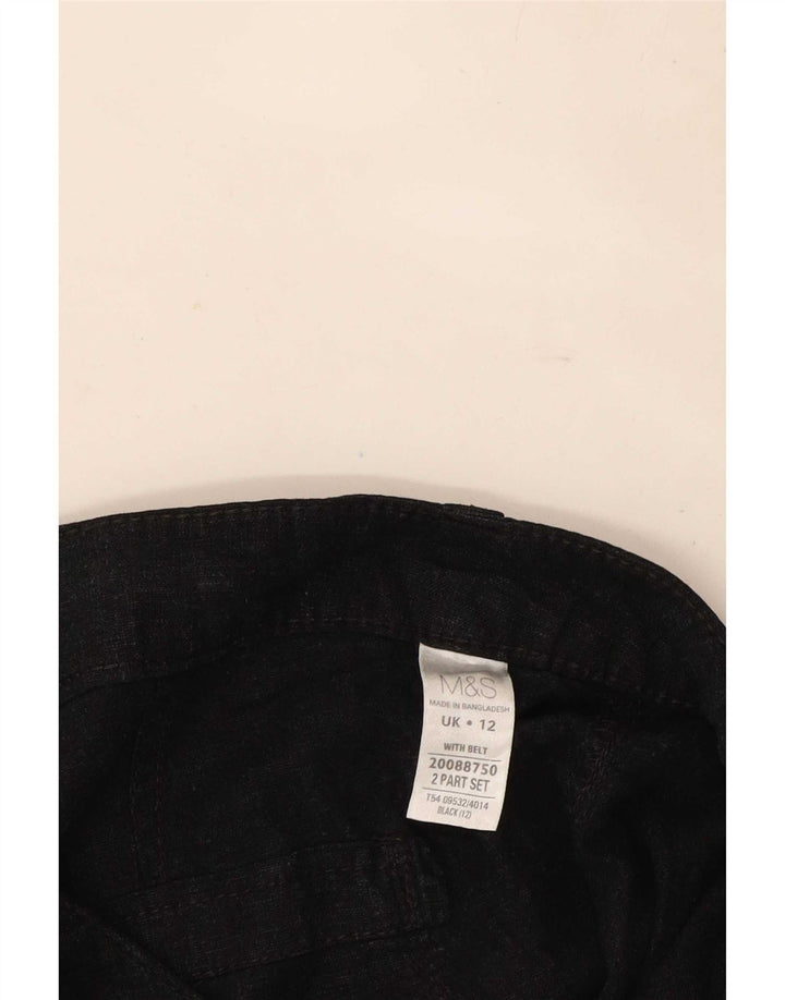 Marks & Spencer Pantalones Capri para Mujer UK 12 Medium W32 Lino Negro