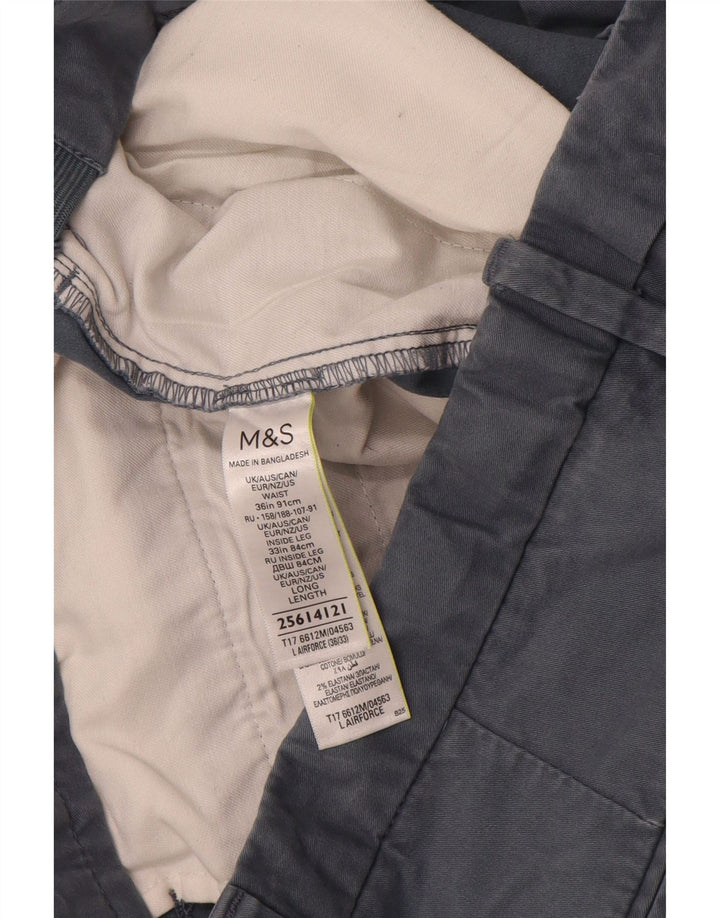 MARKS & SPENCER Pantalón chino recto para hombre W36 L33 Algodón gris