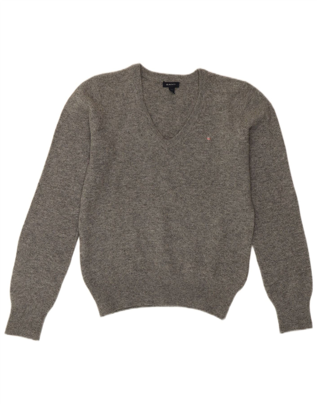 GANT Suéter corto con cuello en V para mujer UK 10 Small Grey Wool