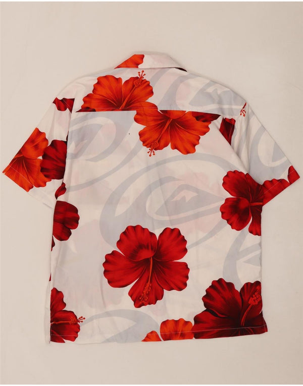 Quiksilver Camisa De Manga Corta Para Hombre Poliéster Floral Blanco Grande