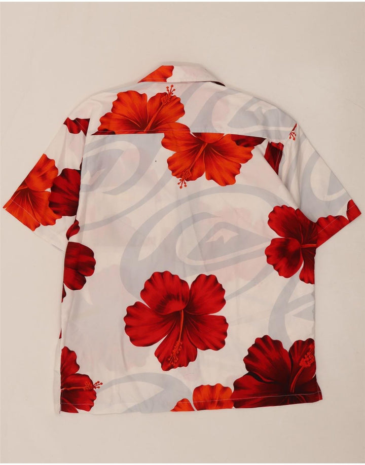 Quiksilver Camisa De Manga Corta Para Hombre Poliéster Floral Blanco Grande
