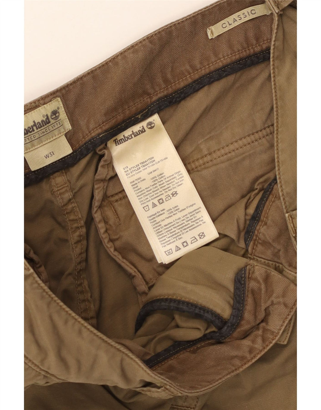 TIMBERLAND Pantalones cortos cargo de ajuste clásico para hombre W31 Algodón caqui medio